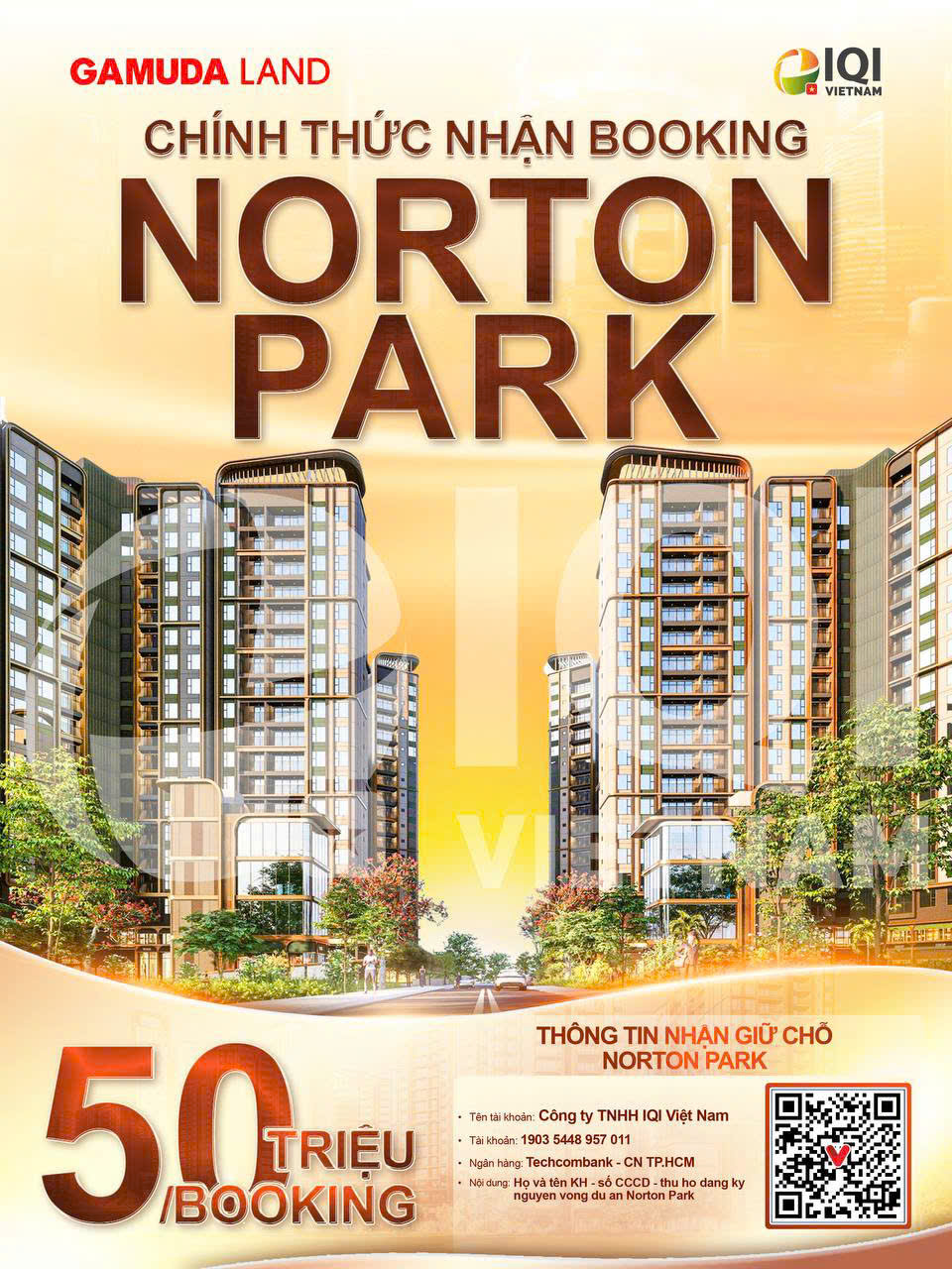 Chính thức nhận booking có hoàn lại căn hộ Norton Park