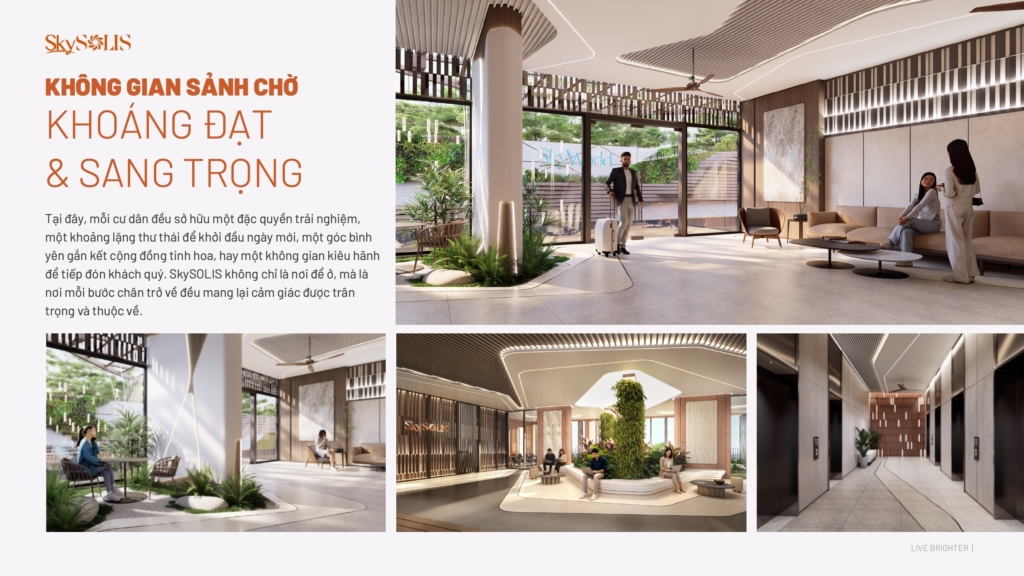 Không gian sảnh chờ khoáng đạt và sang trọng
