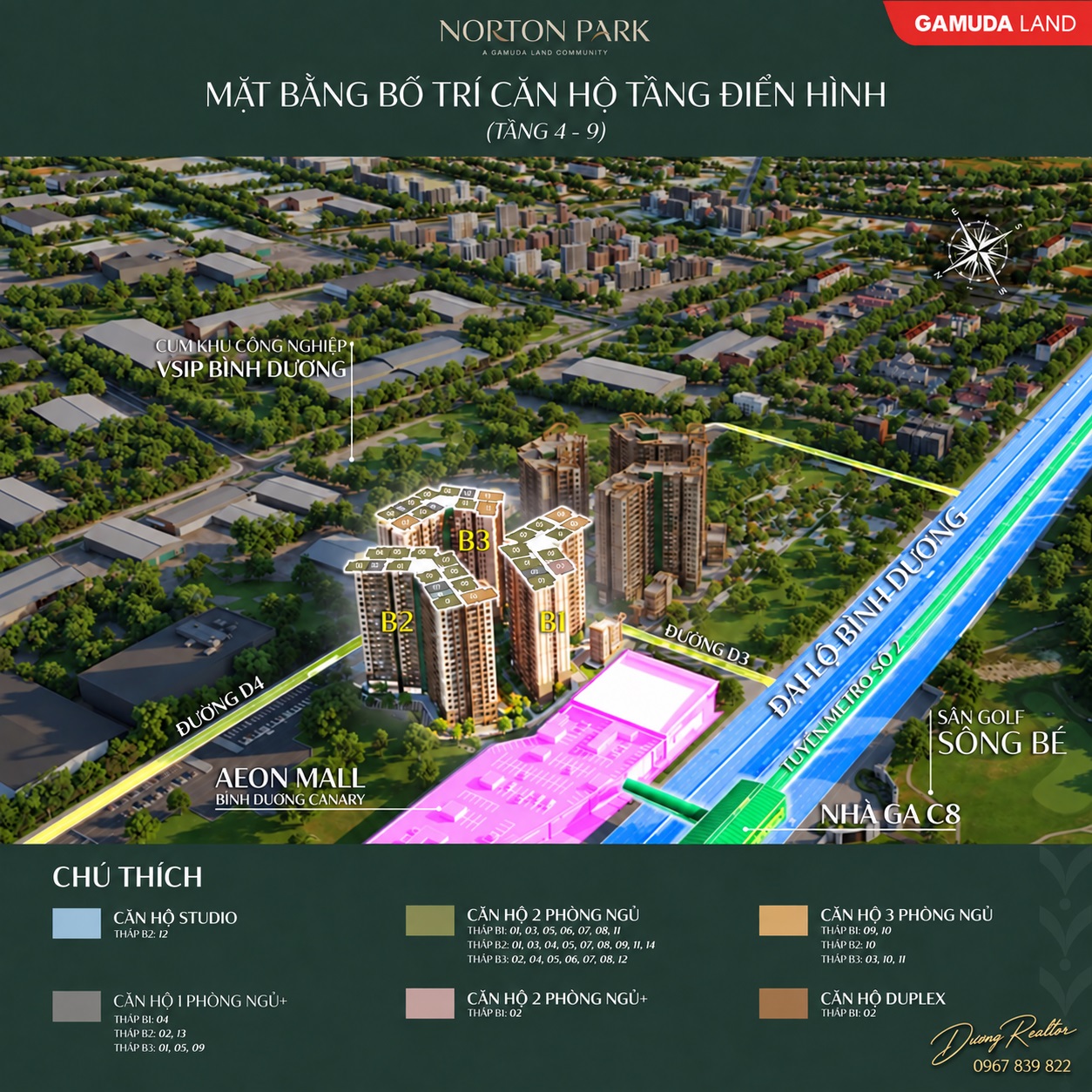 Mặt bằng tầng điển hình 4-9 Norton Park