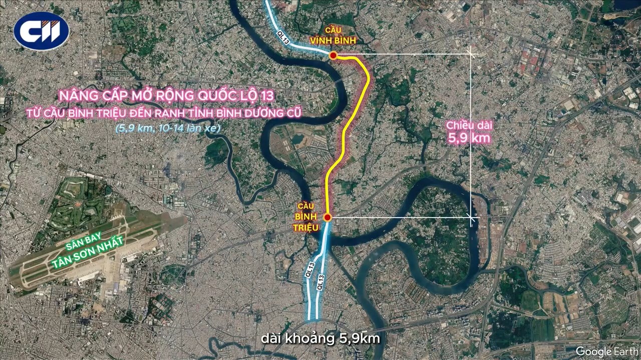 Nâng cấp mở rộng quốc lộ 13 dài 5,9KM ddaonj từ cầu Bình Triệu đến cầu Vĩnh Bình
