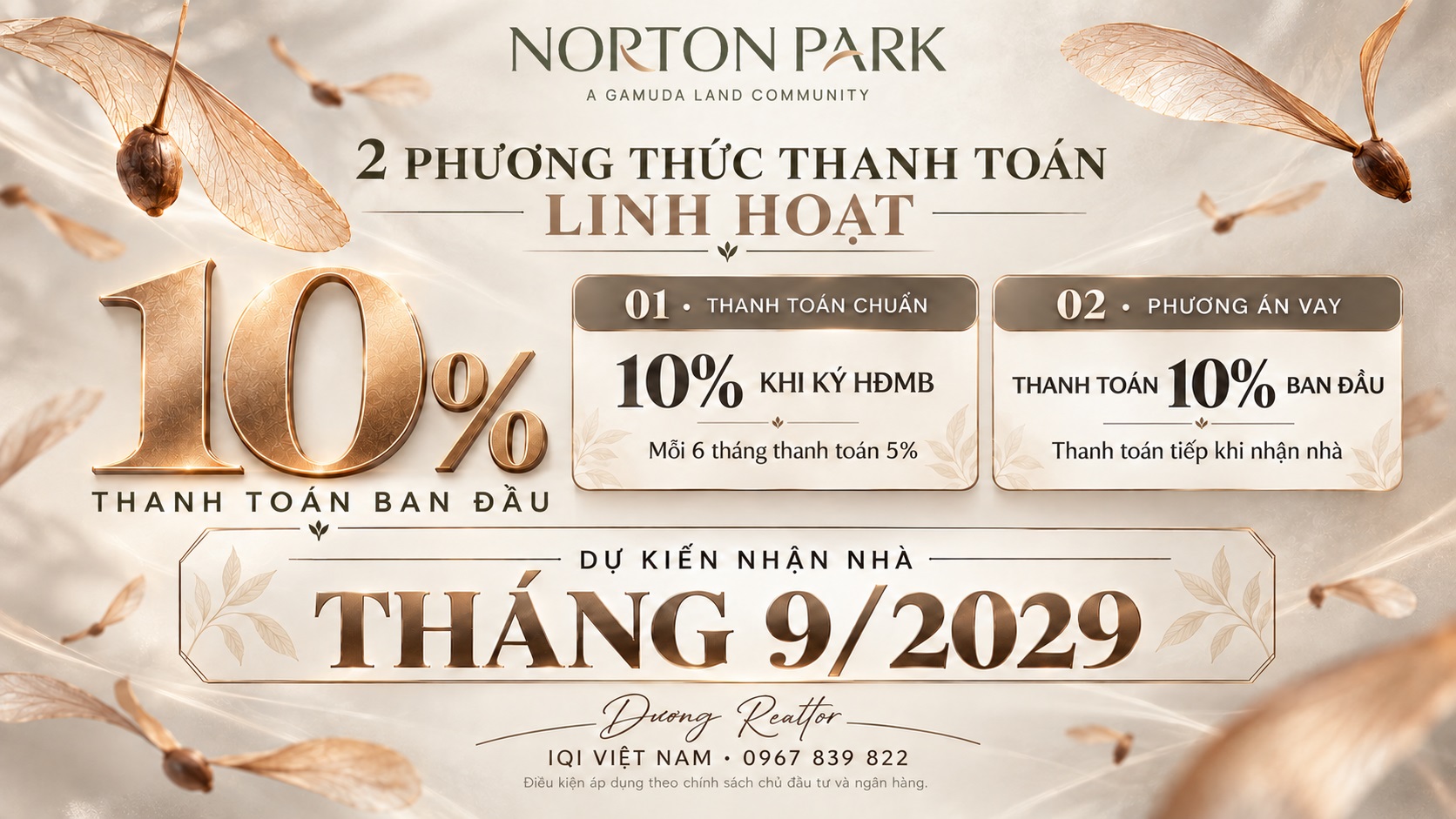 Thanh toán linh hoạt chỉ 10% với Norton Park gamuda Land