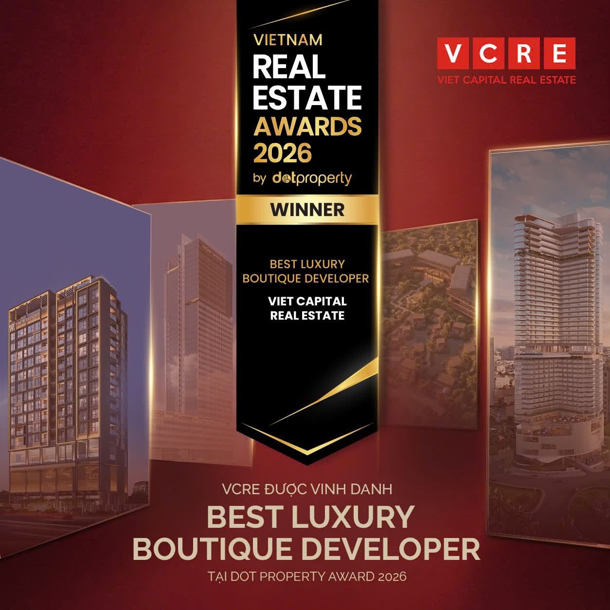 VCRE được vinh danh Best Luxury Boutique Developer tại Dot Property Award 2026