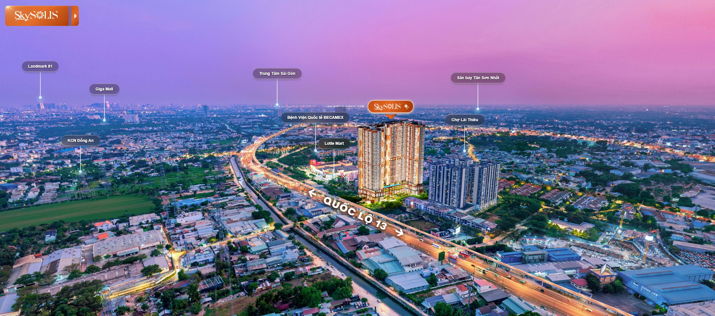 Vị trí dự án Sky Solis liền kề Lotte Mart