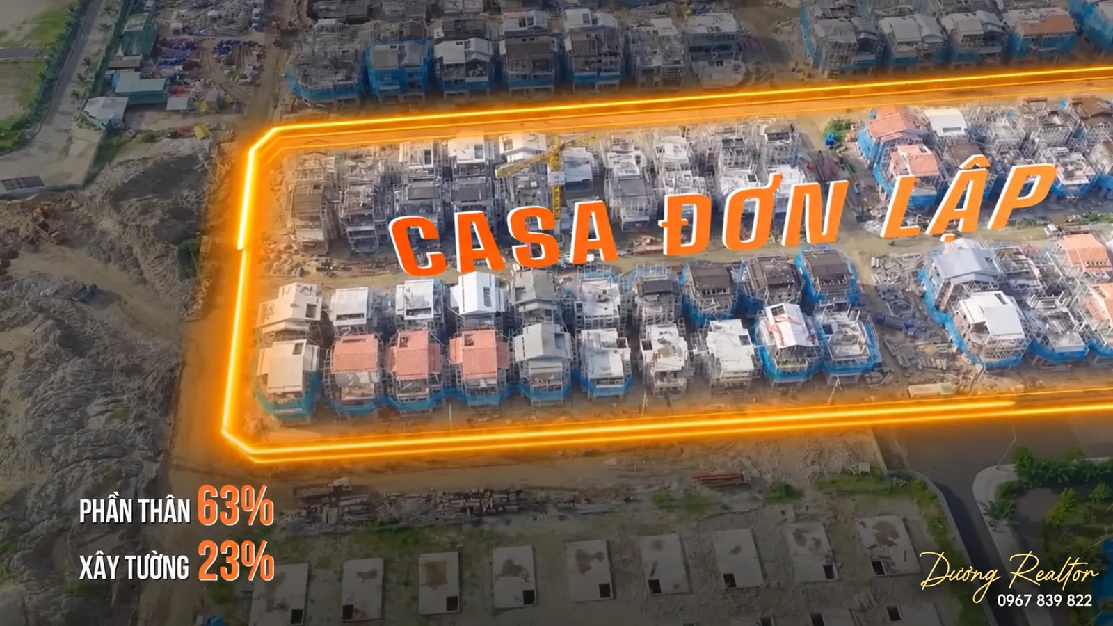 Casa Villa đơn lập Blanca City: phần thân 63%, xây tường 23% tại khu vực cập nhật