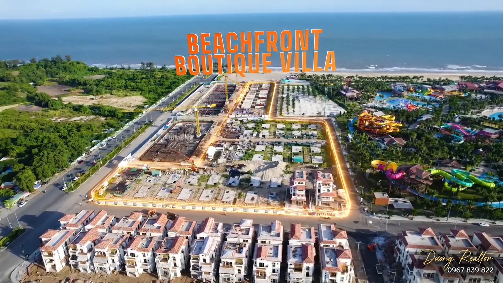 Toàn cảnh công trường Beachfront Boutique Villa Blanca City tháng 10/2026