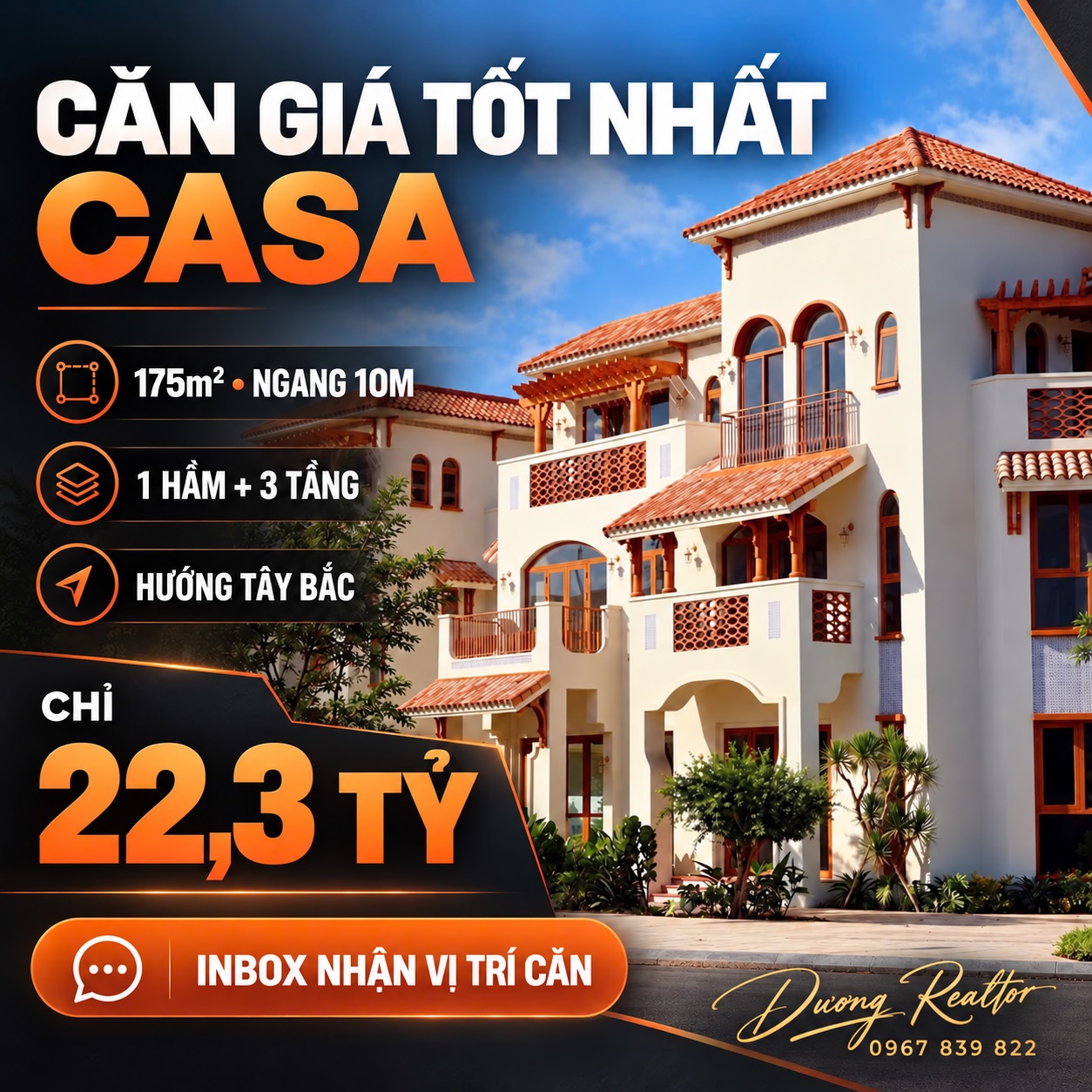 Casa Villa song lập Blanca City 175 m2 giá tham khảo 22,3 tỷ