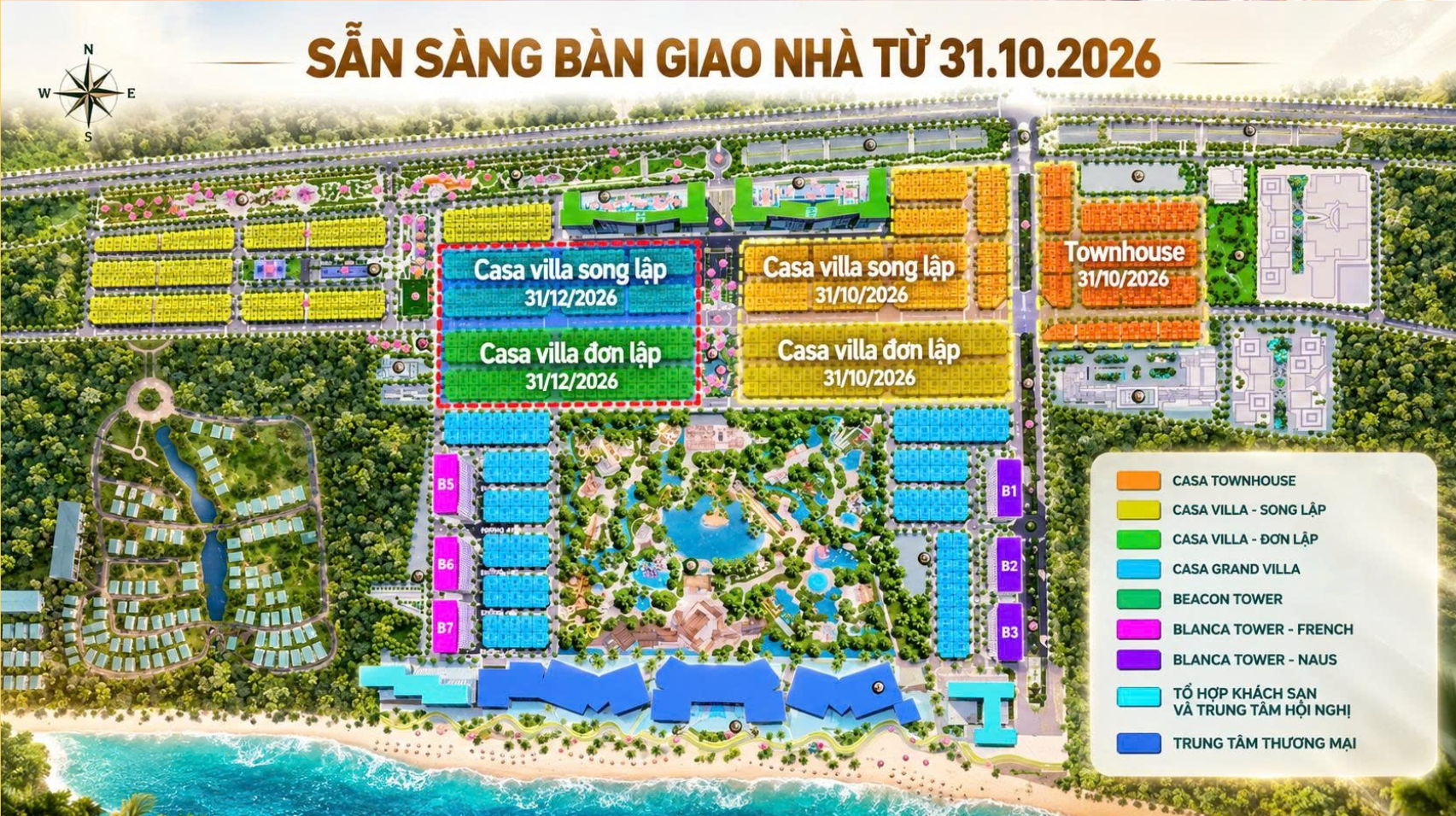 Mặt bằng CASA và lịch bàn giao từng khu